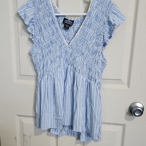 Light Blue Striped Blouse